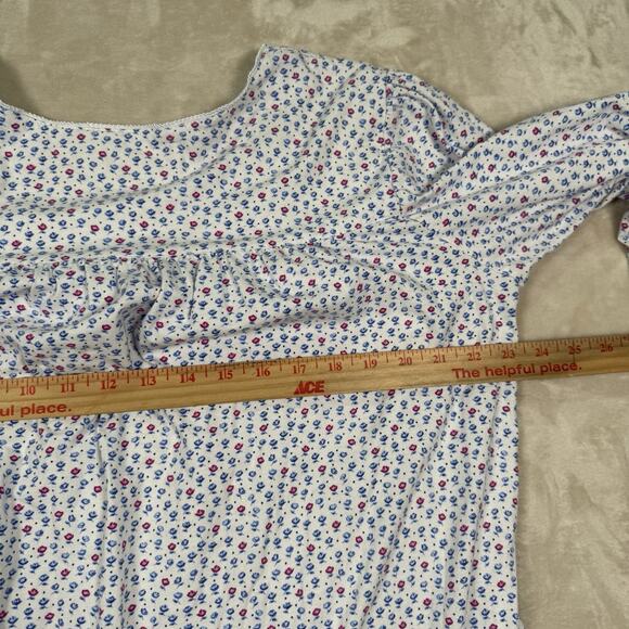 Eileen West Cotton Short Nightgown Flannel Cottage Floral Ditsy Lace Size Large - Picture 5 of 7